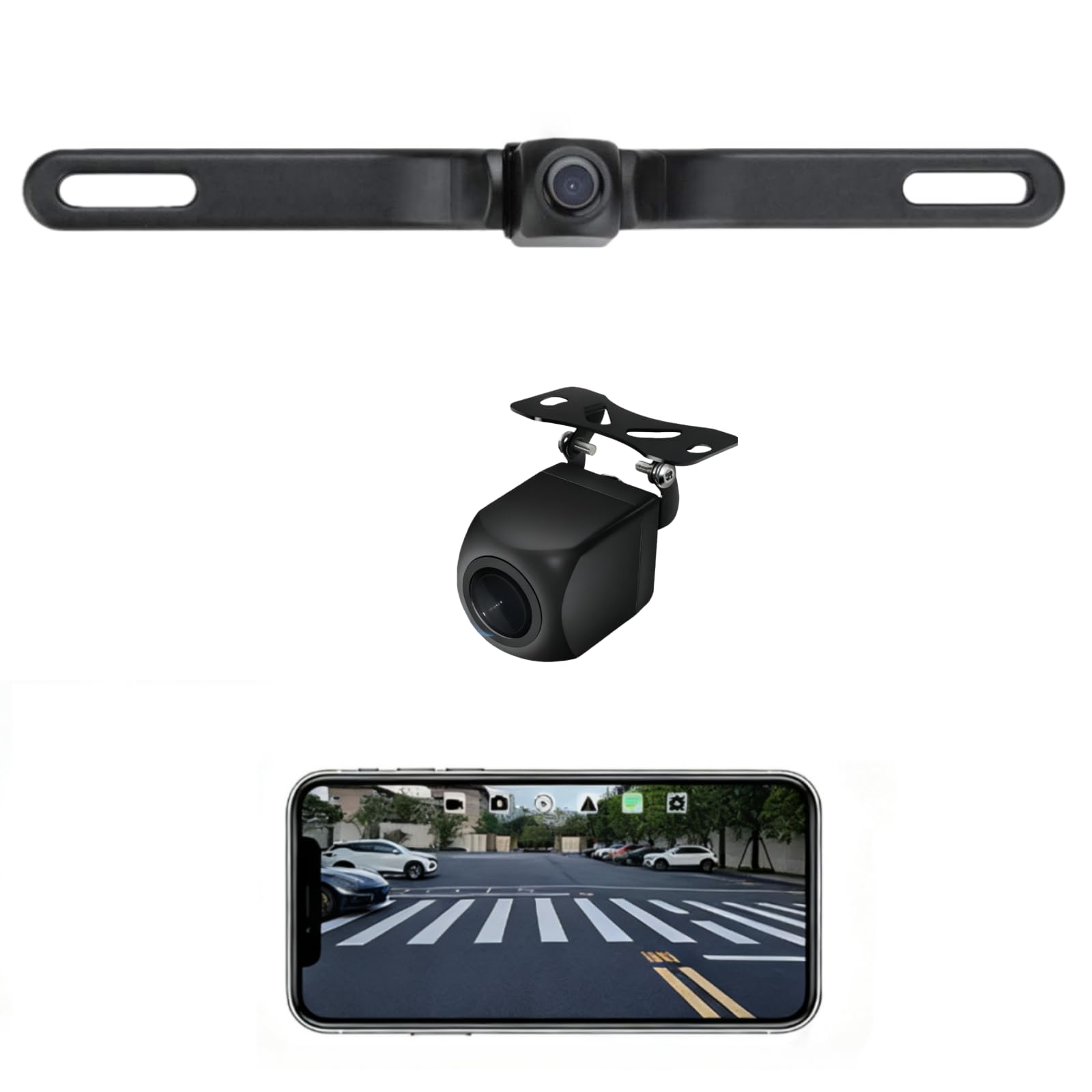 Photo 1 of 5G WiFi Wireless Backup Camera AHD 1080P License Plate Camera for iPhone iPad Android Smart Phones Clear Night Vision IP68 Waterproof Rear/Front View Reverse Camera for Sedans SUV MPV Van Pickup