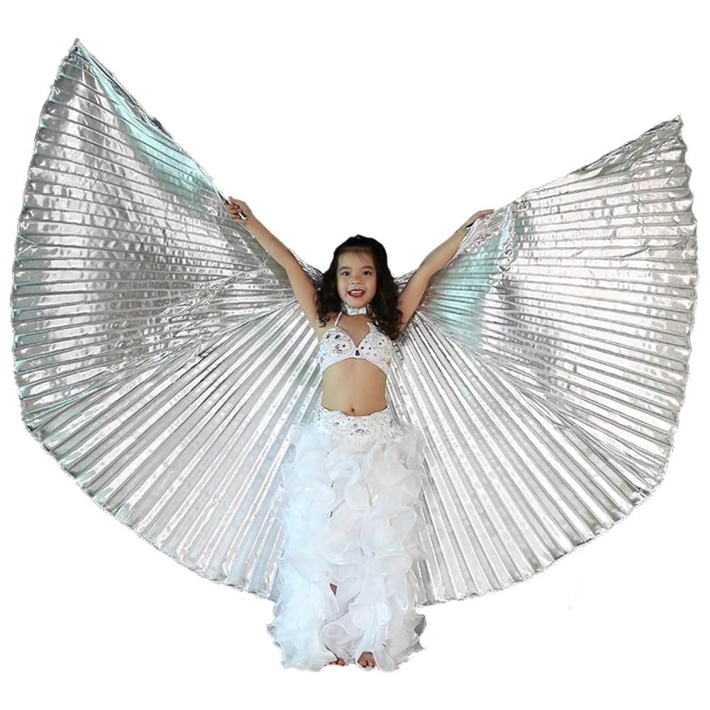 Leemiman Isis Wings Belly Dance Costumes Isis Wings with Sticks (Silver)