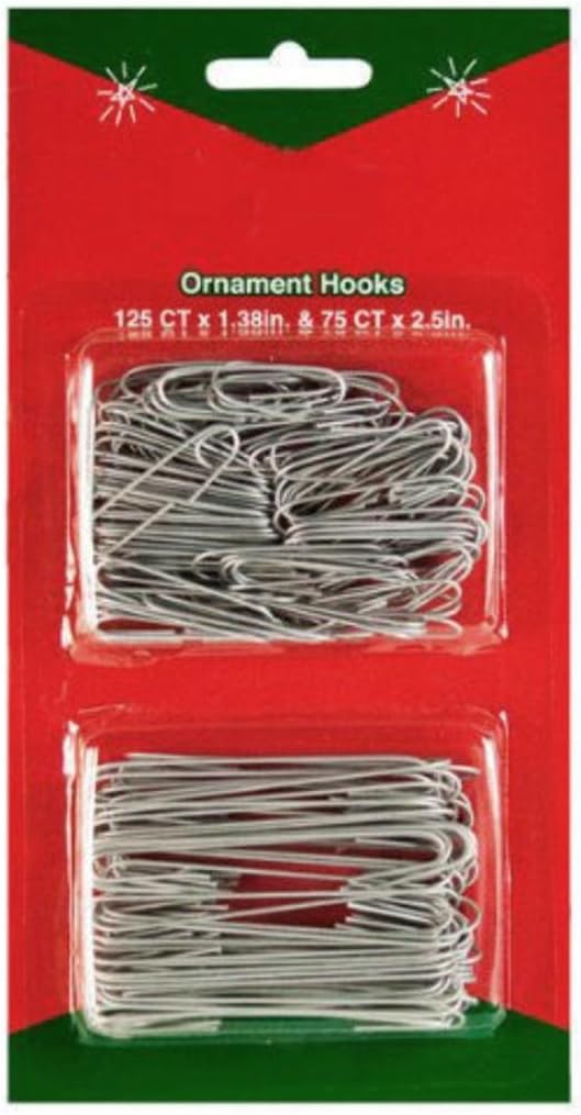 Ornament Hooks - Brite Star 200ct Silver Metal Christmas Ornament Hooks 1-3/8