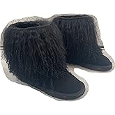 Youlander Fur GR196 Women's Tibetan Mid-Half Short Fur Boot Real Mongolian Hairy Furry Sheepskin Snow Boots Long Hair Shoes For Lady Outside Boots