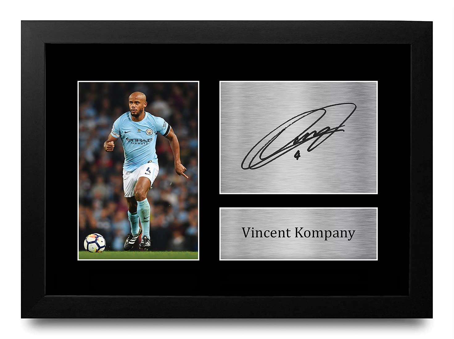 HWC Trading FR Vincent Kompany Gift Signed FRAMED A4 Printed Autograph Manchester City Gifts Print Photo Picture Display