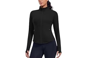 PINSPARK Women's Cropped Workout Jacket Lightweight Full Zip Running Jacket Comfy Slim Fit Athletic Jackets with Thumb Holes