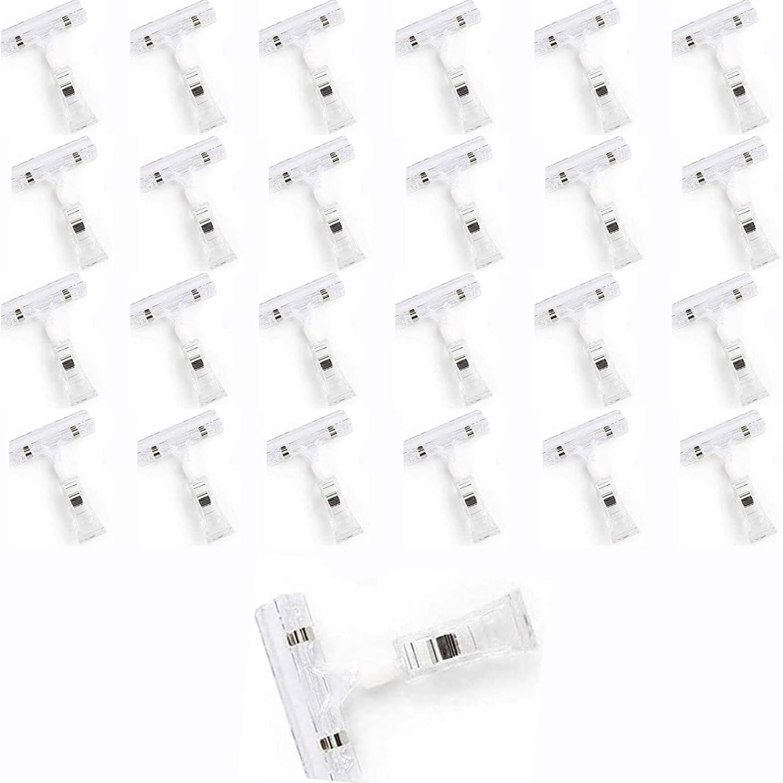 25Pcs Plastic Rotatable Sign Clips Display Tag Clip Holder Stand Merchandise Advertising DIY Clear Clamps for Crafts Photos