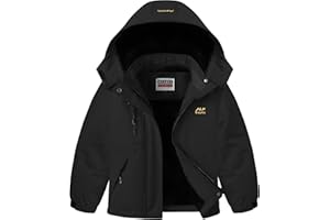 WULFUL Girl's Waterproof Ski Jacket Warm Fleece Hooded Winter Snow Coat