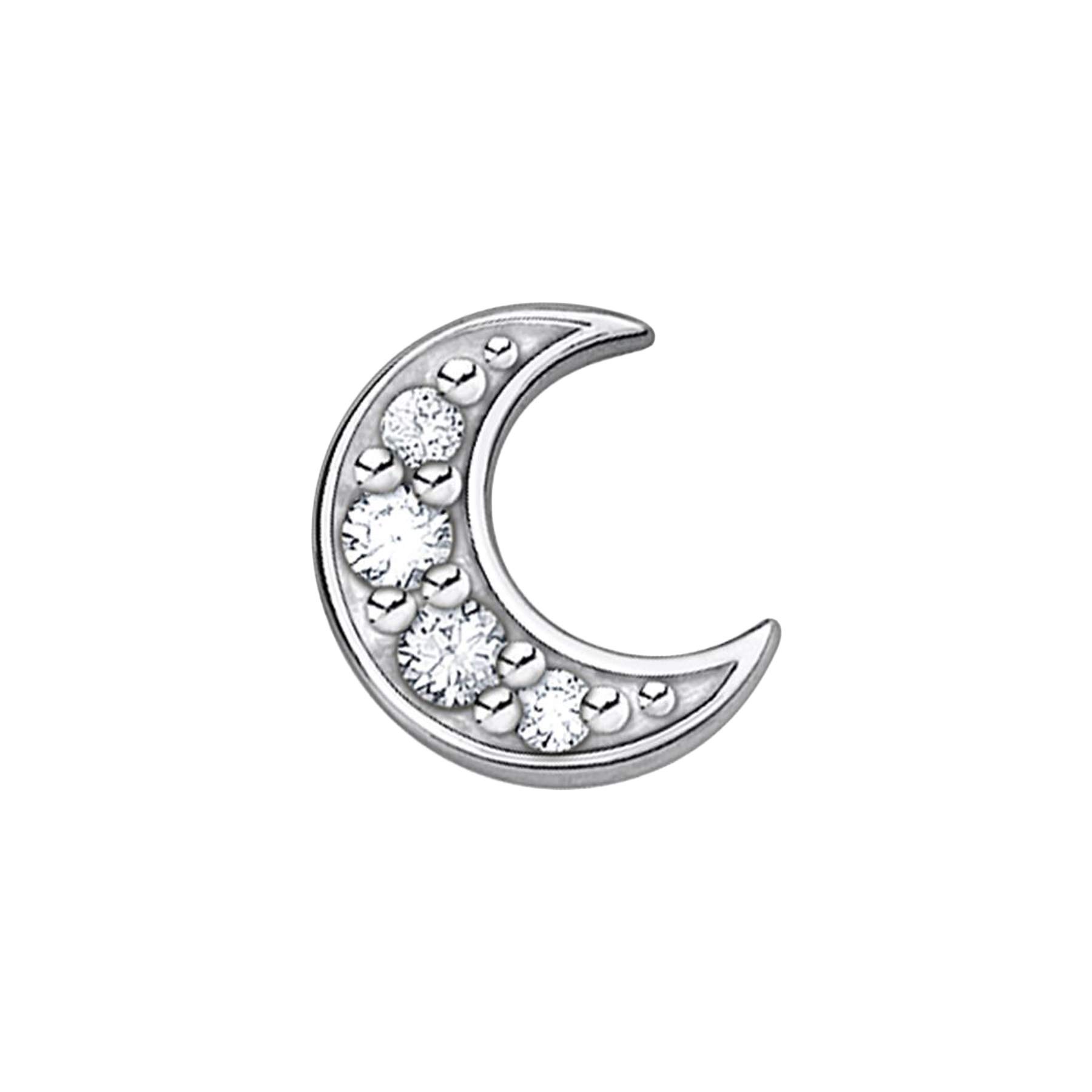 Thomas Sabo single stud earrings moon pav silver 925 sterling silver H2133-051-14