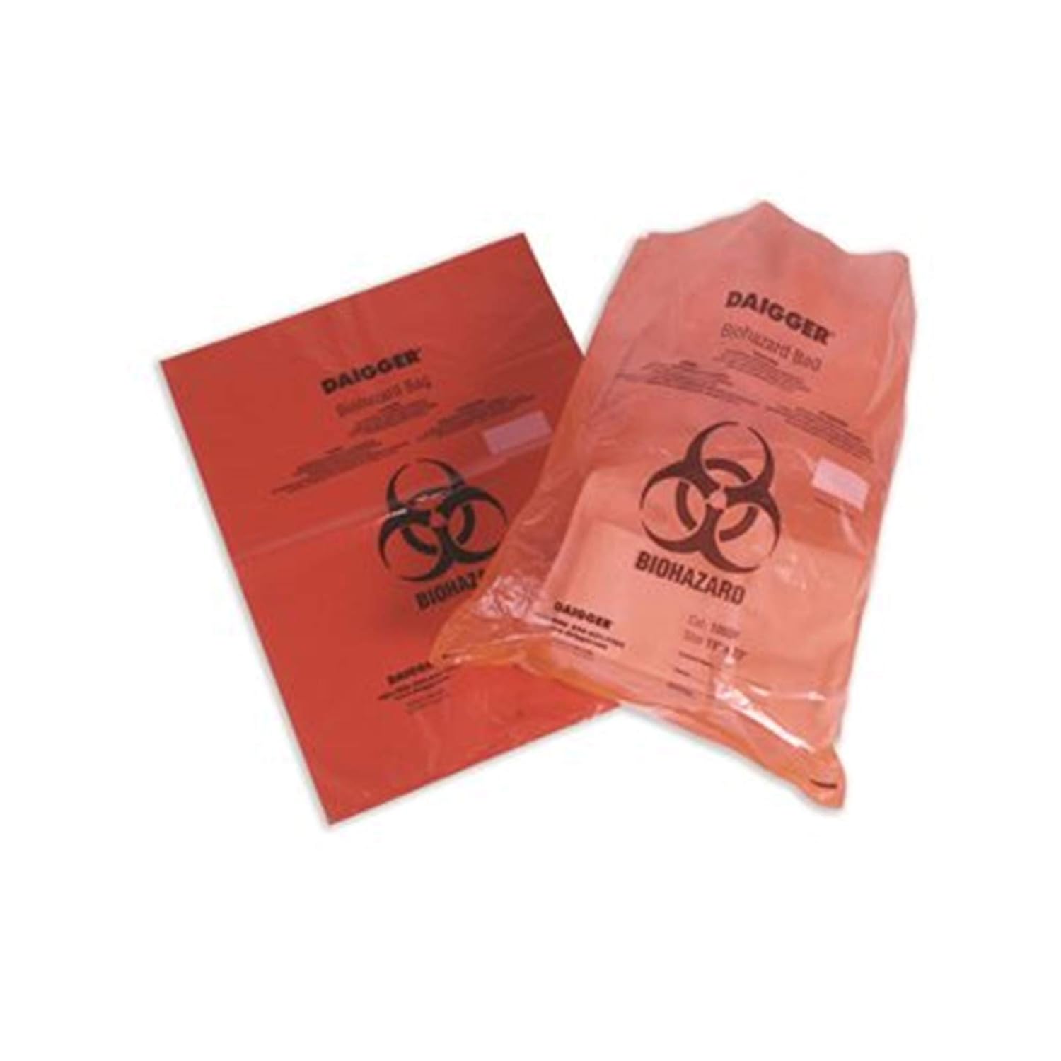 Daigger 1003F Autoclavable Orange Polypropylene Biohazard Bag, 1.5 mil