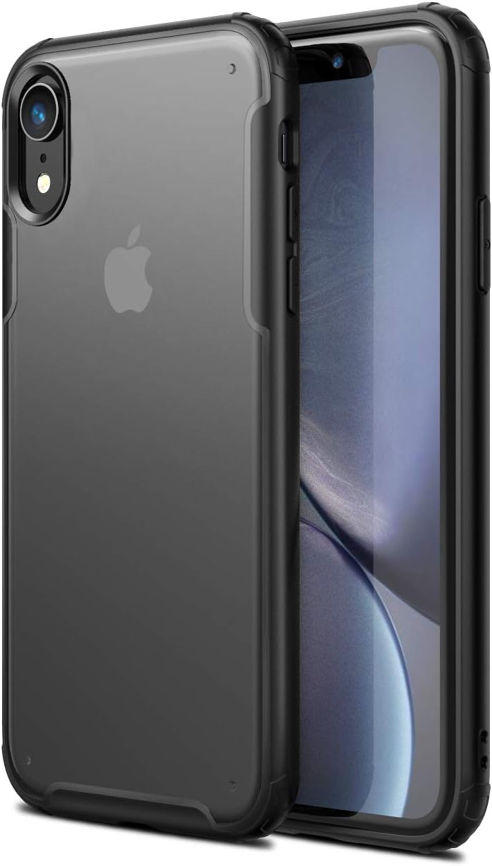 Speira Compatible with iPhone XR Slim Case Transparent Shockproof (Protective Cover with Black Edge)