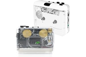 BURTOWIC Cassette Player- Clear Stereo＆Auto Reverse Cassette Tape Player-Cassette Tape to MP3 Converter with Tape Converter Software-Built-in Cool Copper Wheel Movement＆Earphone