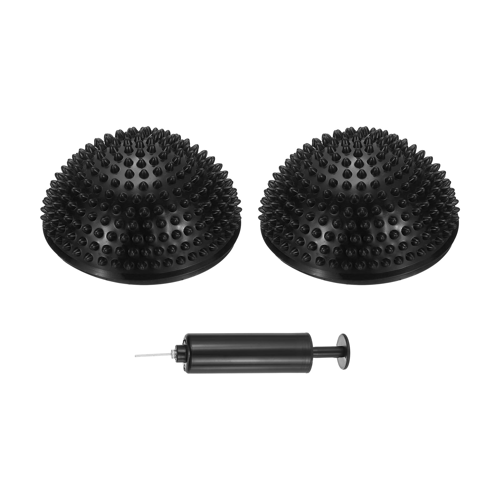PATIKIL 2 Pcs Half Spiky Domes Balance Pods, 6.7x3.1 Inch, Black PVC, Adult Balance Trainer Dots with Hand Pump, Black