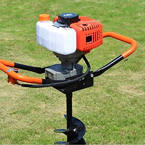 Fence Earth Auger, Petrol Borer 52cc 2-stroke Post Hole Digger+Drill Bits 4" 6" 8" Bar Single Cylinder Air-Cooled System One Man Fence Earth Auger (US Stock) (2.4HP)