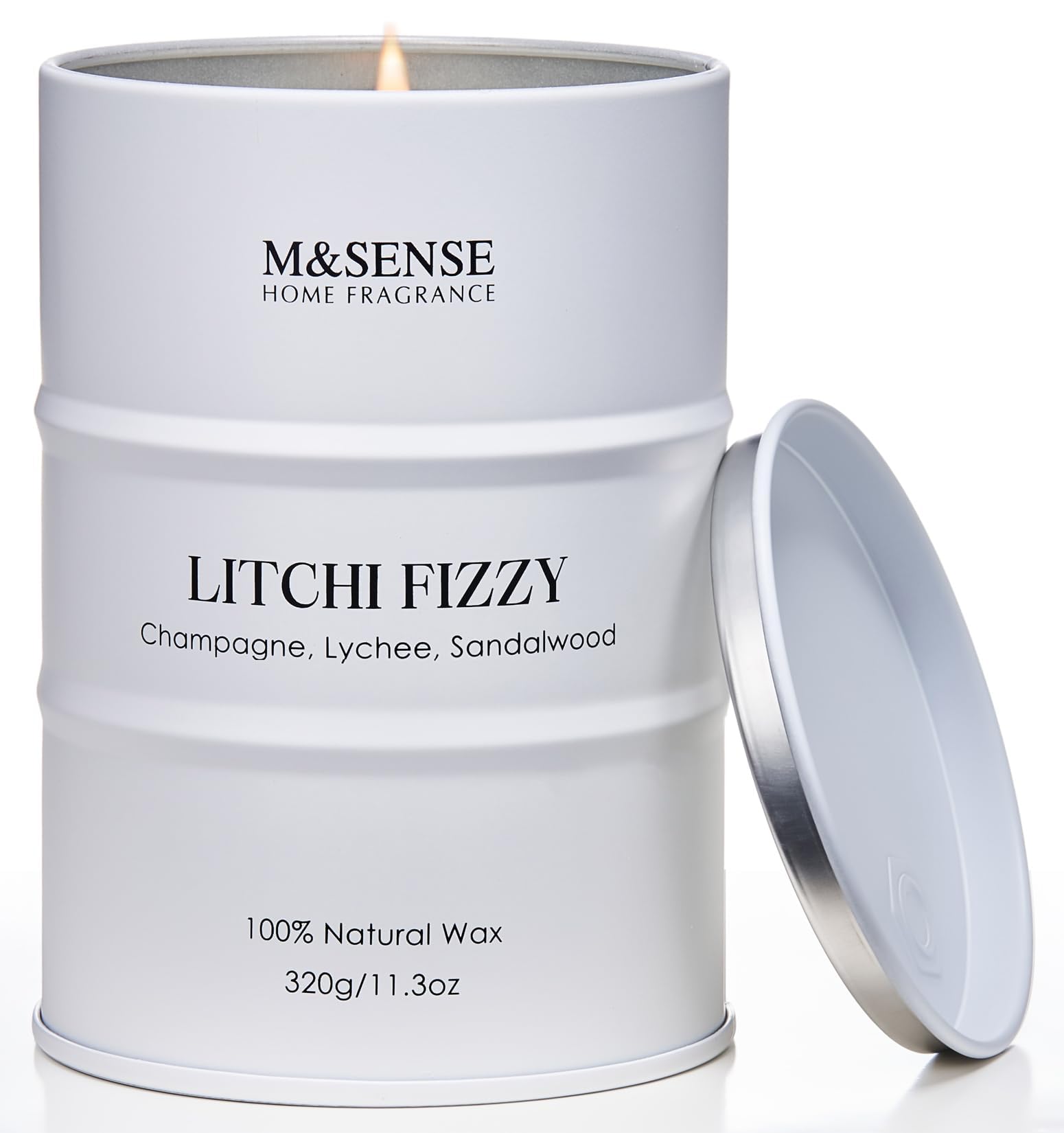 M&SENSE Litchi Fizzy Scented Candle, 320g Organic Soy Wax, Up to 70 Hours Burn Time, Non Toxic Sophisticated Home Fragrance Candle, Luxury Gift for Men and Women, Relaxation and Celebration