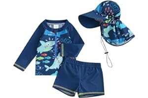 MA&BABY Baby Toddler Boys Swimsuit Infant Girl Swimsuits 6 12 18 24M 2T 3T 4T 5T Bathing Suit Swimwear 3Pcs Set Rash Guard Hat