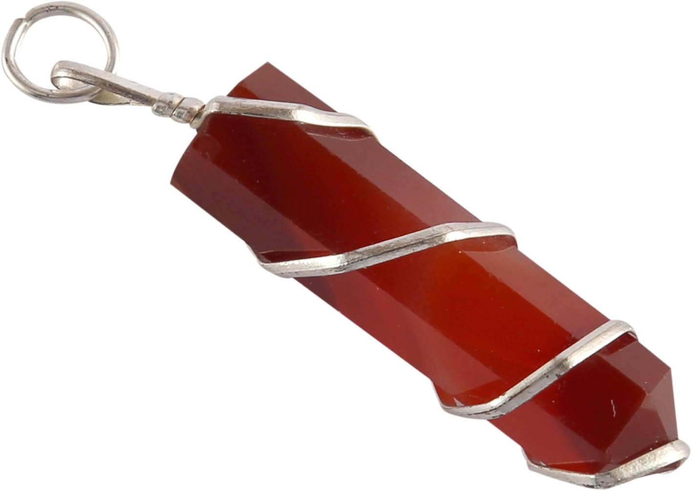 Aatm Natural Chakra Healing Gemstone Charm Pointed Wired Pencil Pendant (Carnelian)