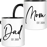Breezy Valley Mom and Dad Mugs Est 2026, New Parents Gifts for Couples, Mom and Dad Coffee Cups 2026, First Time Expecting Parents Gifts, 11 oz Coffee Mugs Set