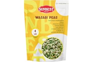Sunbest Natural Wasabi Peas 64 Oz (4 lbs) 1 Pack - Spicy & Crunchy Snack - Protein-Packed Healthy & Addictively Bold - Roasted-Veggie - Kosher, Vegan, Keto, Paleo - Gluten-Free - Fresh up to 16 Months
