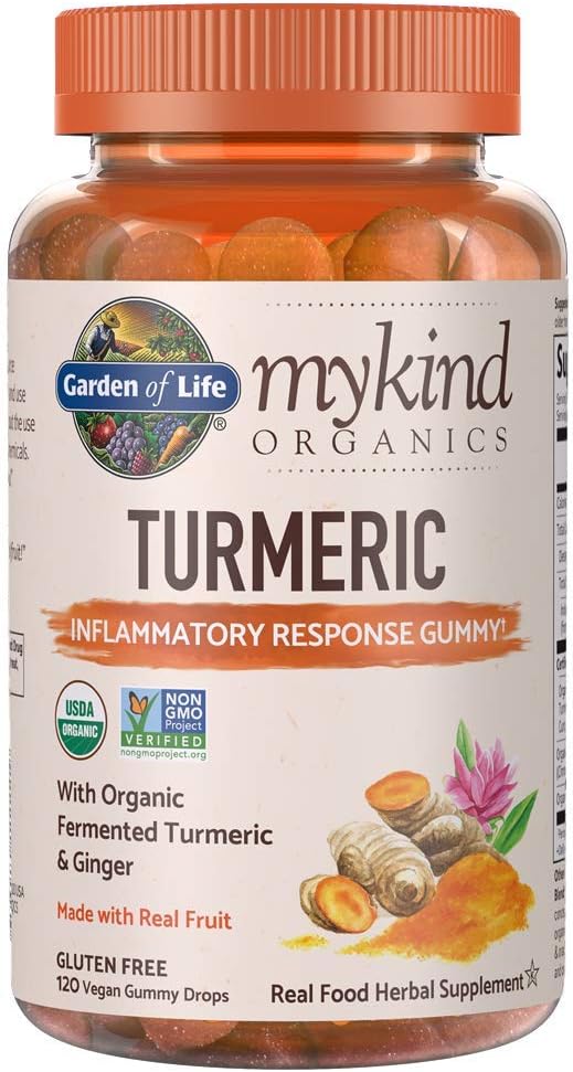 Garden of Life mykind Organics Turmeric Inflammatory Response Gummy - 120 Real Fruit Gummies for Kids & Adults, 50mg Curcumin (95% Curcuminoids), No Added Sugar, Organic, Non-GMO, Vegan & Gluten Free: Health & Personal Care