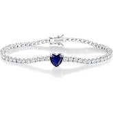 TIKJE Tennis Bracelets for Women, Heart-Shaped Birthstone Cubic Zirconias Bracelet| 4.0mm White Gold Womens Bracelets for Bir