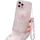 Ownest Compatible for iPhone 13 Pro Max Cute 3D Pink Bowknot Slim Clear Aesthetic Design Women Teen Girls Camera Lens Protection Phone Cases Cover