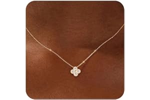 ZHESHY Birthstone Necklace for Women Non Tarnish 14K Gold Plated Four Leaf Clover Necklace Dainty Gold Choker Necklaces for W