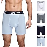 Sperry 4-Pack Mens Premium Cotton Stretch Boxer Briefs – Everyday Comfort Cotton Mens Boxer Briefs with Fly Pouch & 5” Inseam