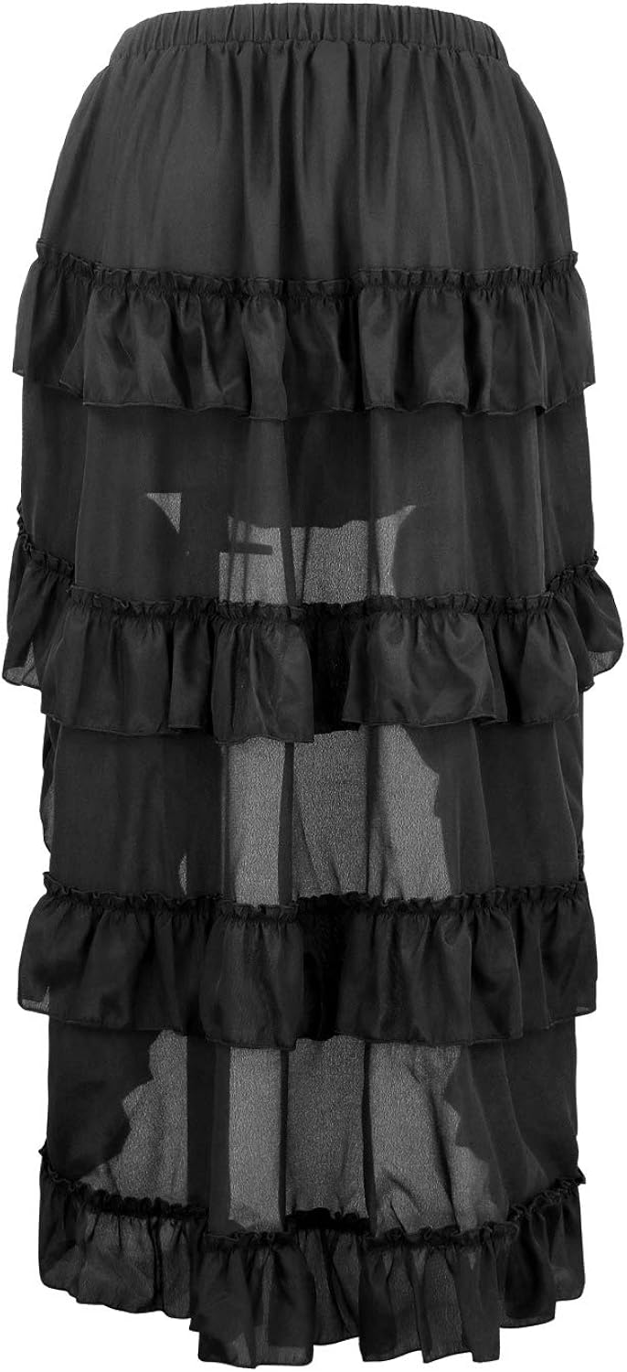 Charmian Women's Steampunk Gothic High Low Cyberpunk Skirt: Clothing