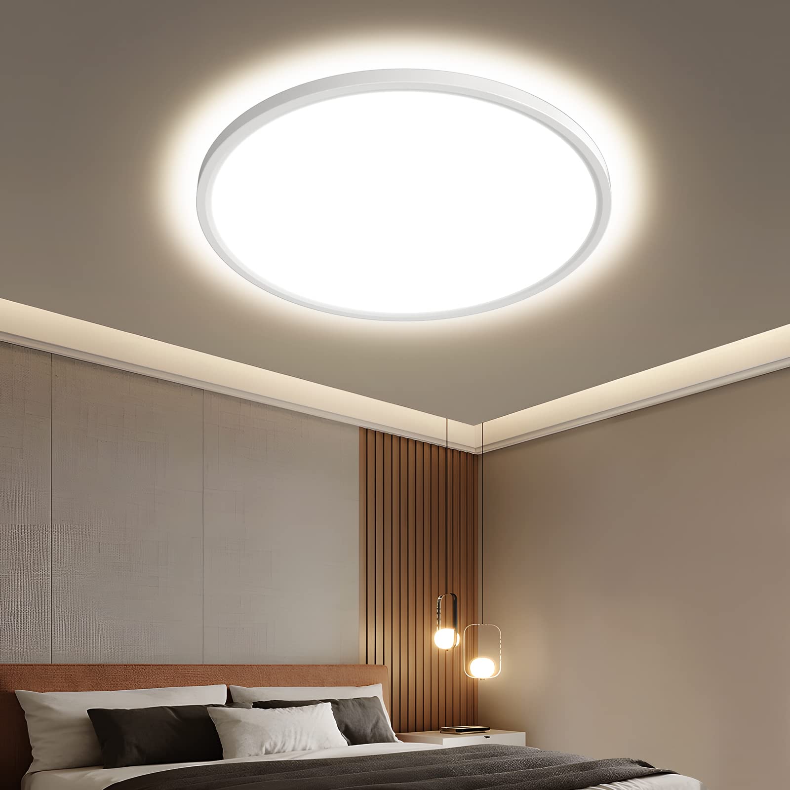 OTREN LED Ceiling Light, 36W Daylight White 4000K, IP44 Waterproof Bright Indoor Ceiling Lamp for Bedroom Kitchen Hallway Office, 30CM