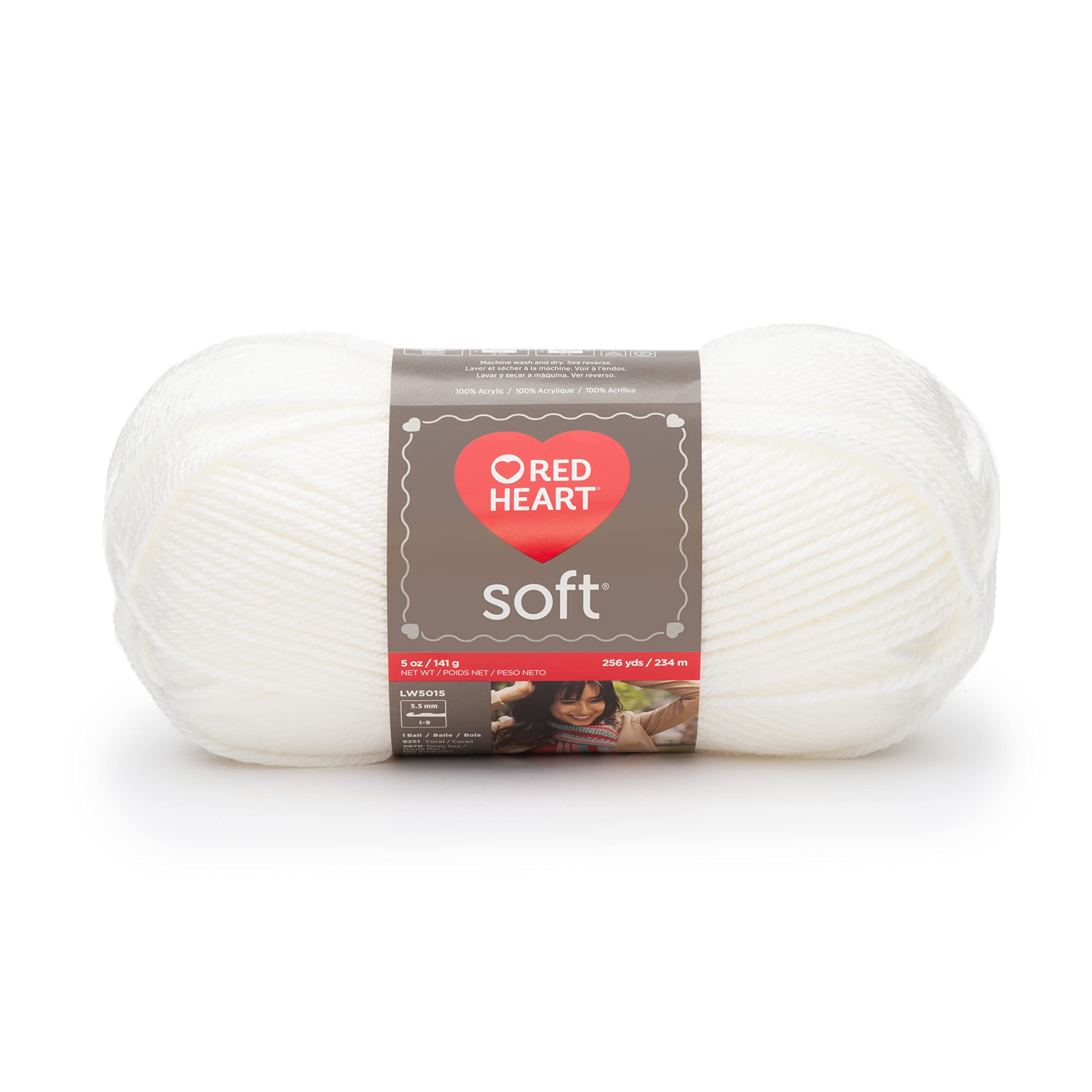 Red Heart Soft White Yarn - 3 Pack of 141g/5oz - Acrylic - 4 Medium (Worsted) - 256 Yards - Knitting/Crochet