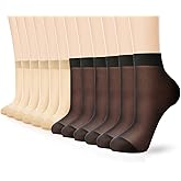G&Y 12 Pairs Ankle Nylon Socks for Women - 20D Sheer Pantyhose Socks