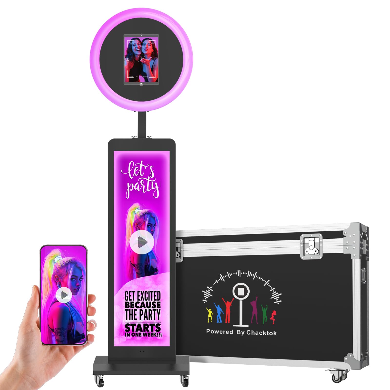 Photo 1 of **************MISSING THE REMOTE**************
MWE Portable Photo Booth for Any iPad with Software APP and Remote Control, Selfie RGB Ring Light photobooth Machine for Parties, Wedding (White, Flight Case with Wheels)