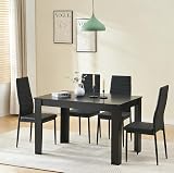 Menaka 5-Piece Modern Wooden Dining Set with 110cm Table and 4 Chairs view 3