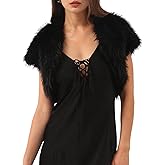 Amazhiyu Women Faux Fur Bolero Shrug Cap Sleeve Crop Cardigan for Evening Dress