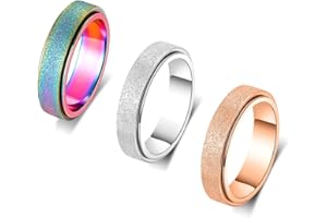 OREILLESTAR Titanium Stainless Steel Anxiety Ring for Women Men Fidget Spinner Ring, Size 6-12, Width 6MM, 5-Color: Rose Gold-Rainbow-Silver-Black-Blue
