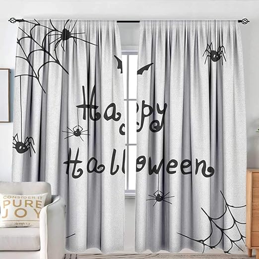 Amazon Com Nuomanan Pattern Curtains Spider Web Happy Halloween