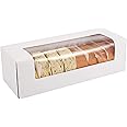 RIFMEAE 12" x 4" x 3.5" Roll Cake Boxes, Loaf Cookie Boxes, White Bakery Boxes with Window, Auto-Popup Treat Boxes for Donuts, Pumpkin Rolls, Banana Breads and Pastries (24-Pack)