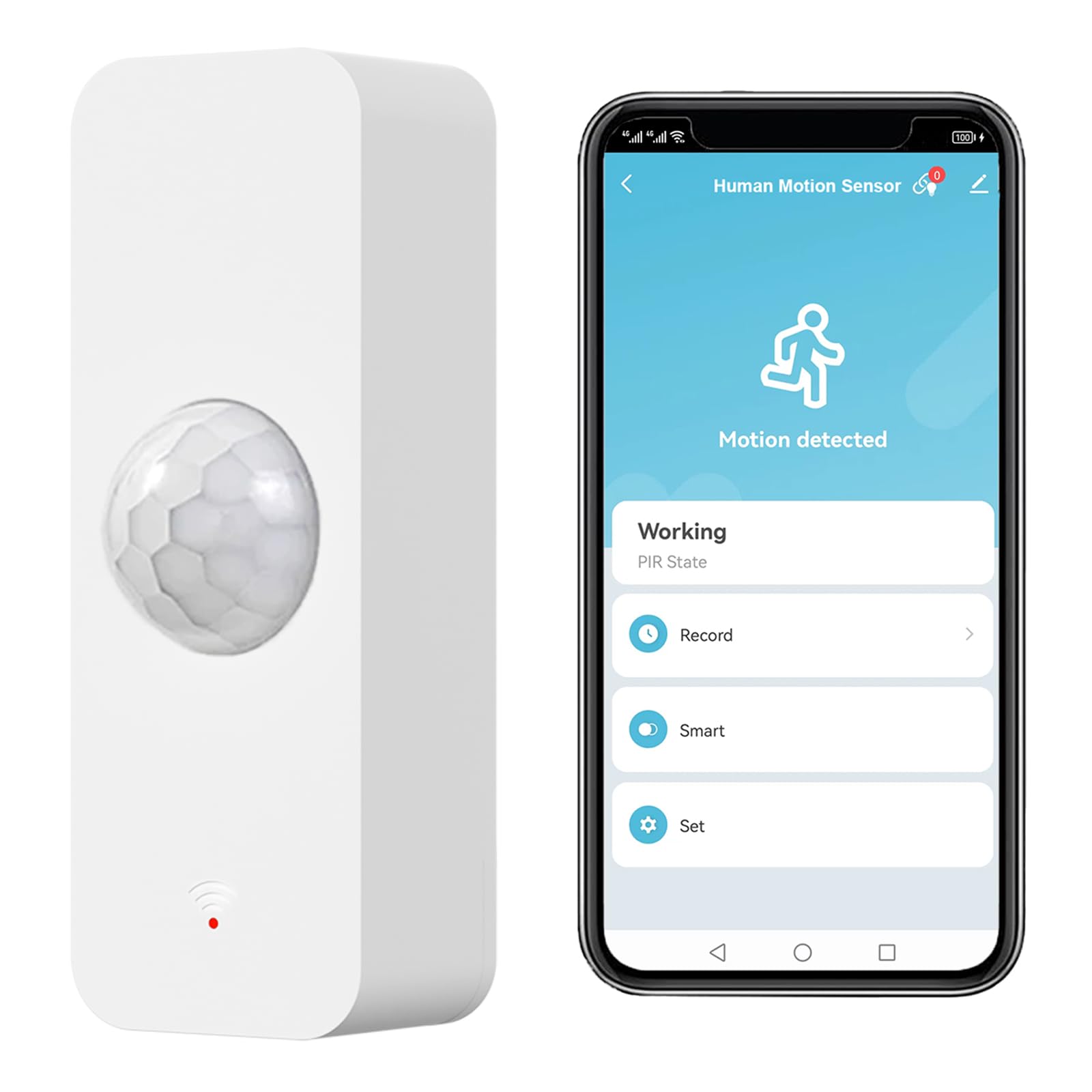 WiFi PIR Motion Sensor: Tuya Smart Motion Detector for Home Security, Wireless Infrared Movement Detector with Remote Monitoring App, Compatible with Alexa Voice Command (1-Pack)