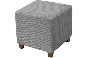 Lussenwert Ottoman Cover Square Stretch Knitted Jacquard Square Ottoman Cover Square Storage Ottoman Cover Thick Ottoman Slip