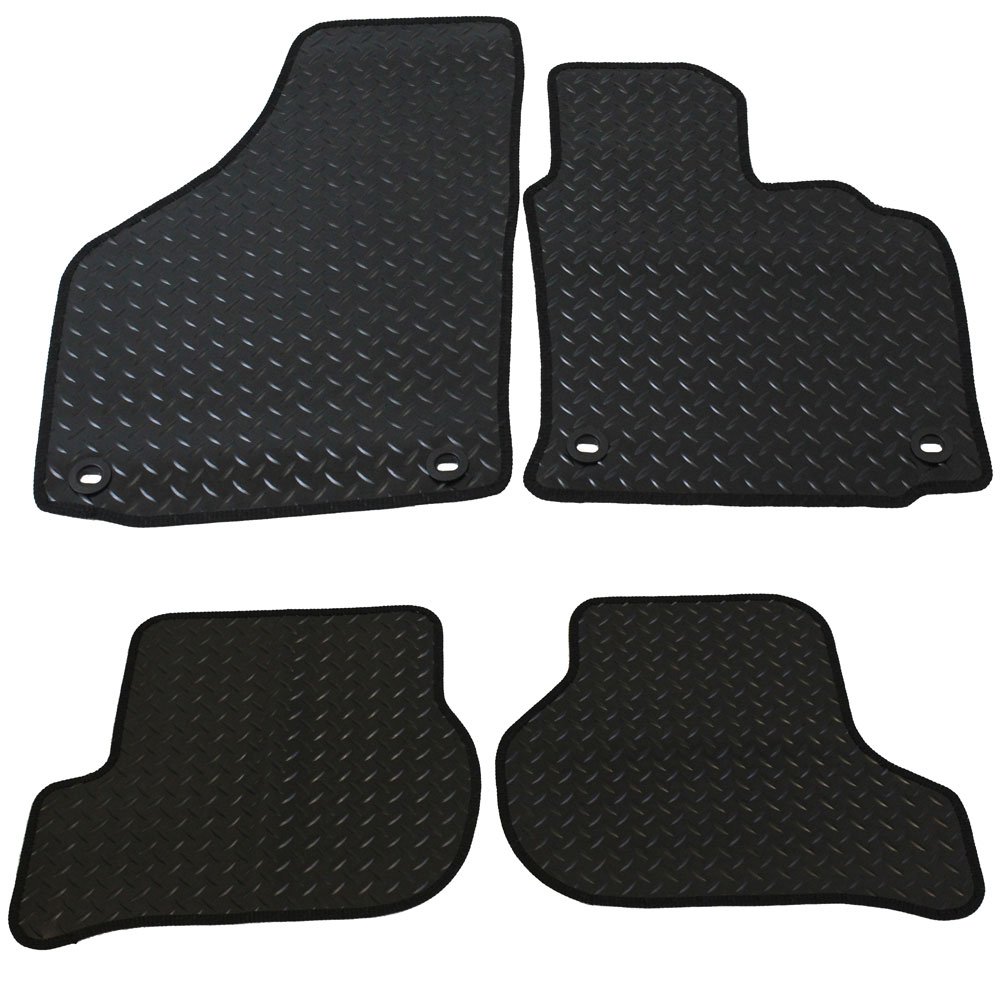 JVL 1350R Fully Tailored Rubber Car Mat Set with 4 Clips - 4 Pieces, Black