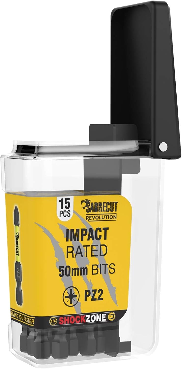 15 x SabreCut SCRPZ25015B 50mm PZ2 Magnetic Impact Screwdriver Driver Bits Set in a TIC TAC Box Single Ended Pozi Pozidriv Heavy Duty - Image 5