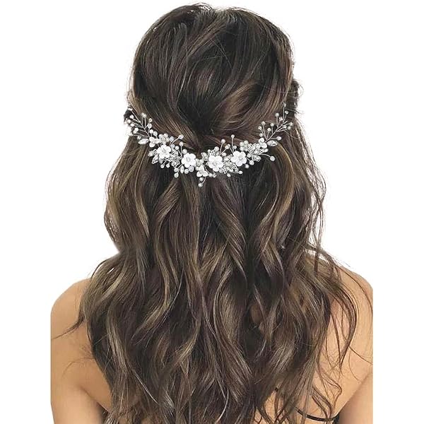 Amazon.com : GORAIS Flower Bride Wedding Hair Vine Crystal  display picture 2