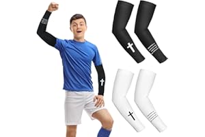 Bunnycool 2 Pairs Cross Arm Sleeve Christian Compression Arm Sleeve Youth Football Baseball Volleyball