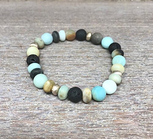 Mixed Shape Amazonite and Lava Rock Aromatherapy Diffuser Bracelets