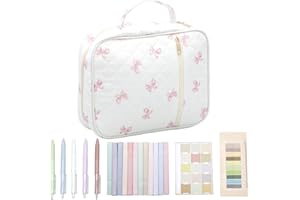 Bible Cover Bag for Women, 2 Compartments Bible Carrying Case with Handle, Tabs, Bookmarks, Soft Puffy Quilted Bible Church B