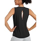 baleaf Women's Workout Tank Tops Open Back Yoga Top High Neck Sleeveless Shirts Running Loose Fit Athletic Gym