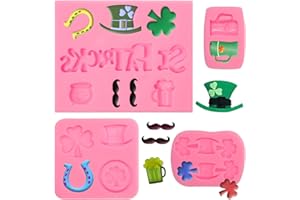 XCAKE LCOOK St. Patrick's Day Shamrock Chocolate Silicone Molds, Irish Hat Fondant Baking Molds for Cake Decoration Cupcake Topper Candy Sugar Craft Gum Paste Resin