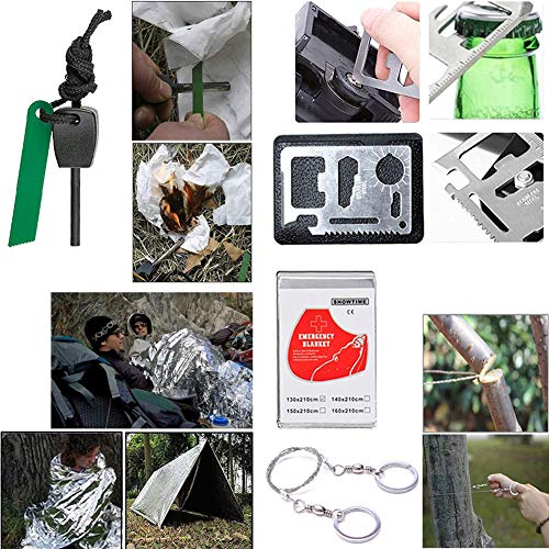 XUANLAN Emergency Survival Kit 13 in 1, Outdoor Survival Gear Tool with Survival Bracelet, Fire Starter, Whistle, Wood Cutter, Water Bottle Clip, Tactical Pen for Camping, Hiking, Climbing - Thumbnail 5