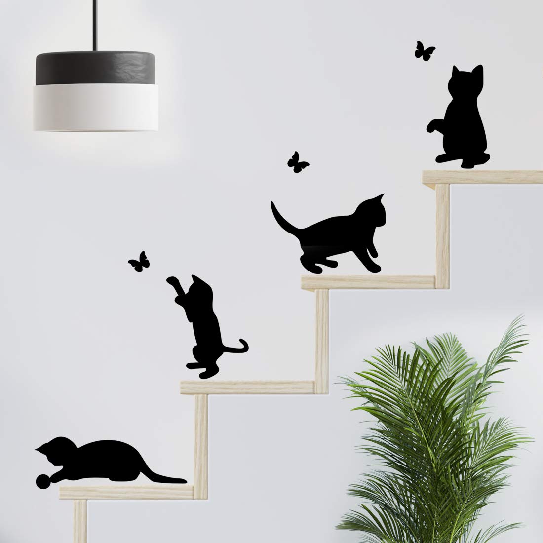 Funny cats jumping wall stickers living room cat sticker decor wallpaper art switch decal black vinyl butterfly decoration kitchen home kid bedroom dog cute moon poster decals transfers pet kids mural