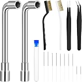 16 Pieces 3D Printer Nozzle Wrench Cleaning Kit, 6mm 7mm L-Shaped Wrench | with 10 Nozzle Cleaning Pins, Storage Box, 2 Tweezers and 2 Copper Wire Toothbrushes Tool, 3D Printer Accessories