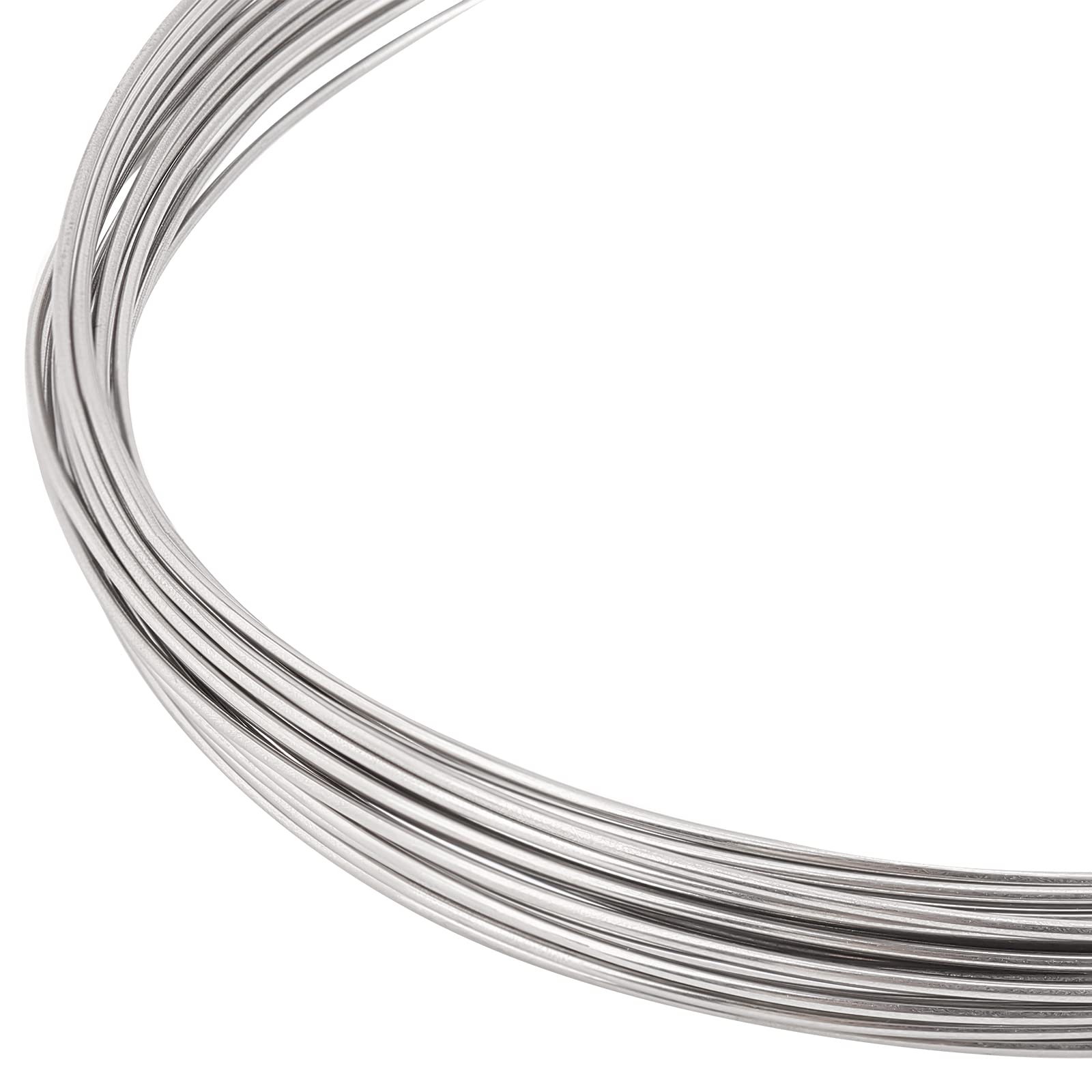 BENECREAT 16.4 Feet(5m) Niobium Wire Round, Raw(Unplated), 20 Gauge, 0.8mm Beading Wire Used for Jewelry Making