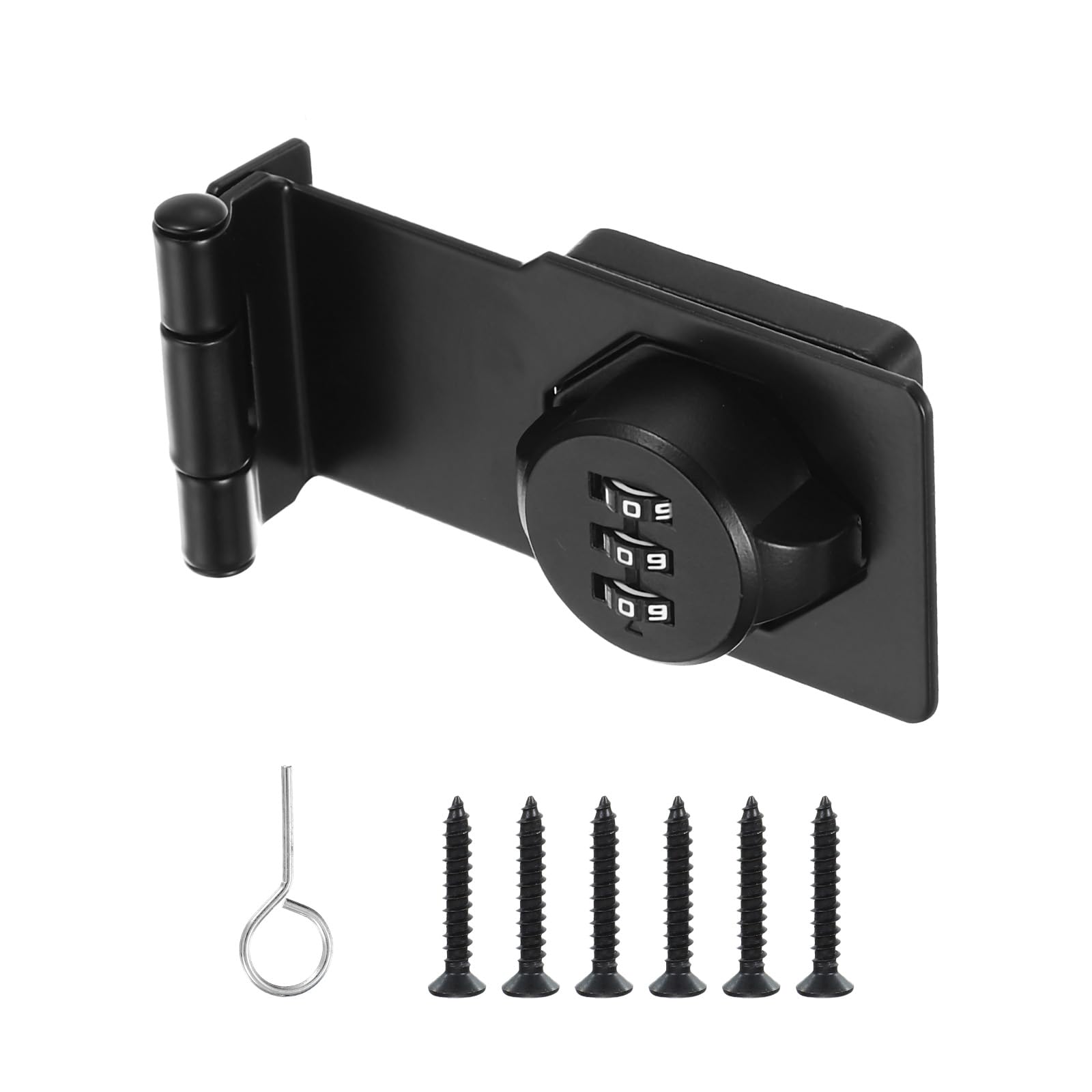 PATIKIL 3.5 Inch Cabinet Password Hasp Lock, 3-Digit 90 Degree Barn Door Lock Security Combination Latch Lock for Drawers Cabinets Small Doors, Black