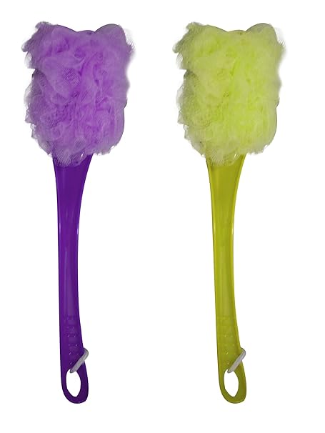 Prime Body Loofah With Handle, Bath Accessories Loofah Body Scrubber For Men And Women, Loofah Combo Set Of 2, 15 Gram, Multi Color, Pack Of 1